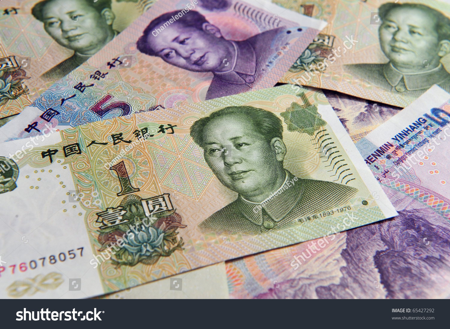 Renminbi, China Chinese Money - One And Five Yuan Bank Notes. Concept ...