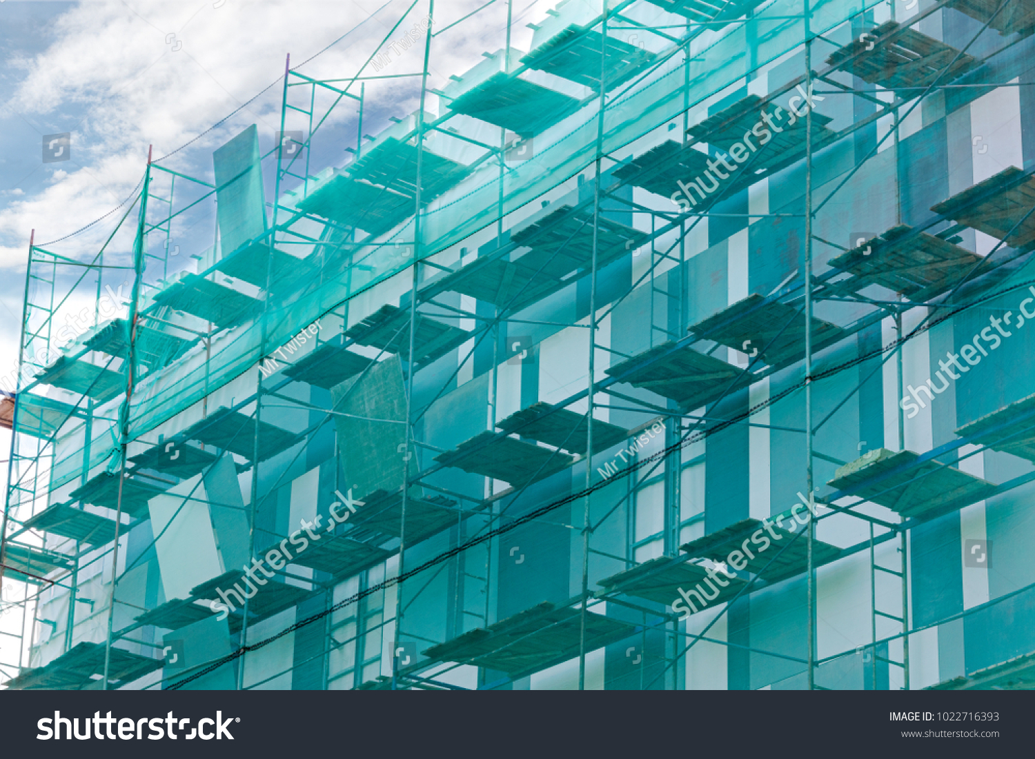 Renovation Apartments Building Scaffolding Green Safety Stock Photo 