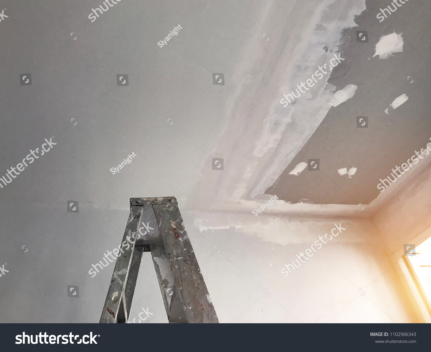 Repair Ceiling Panels Roof Office Drain Stock Photo Edit