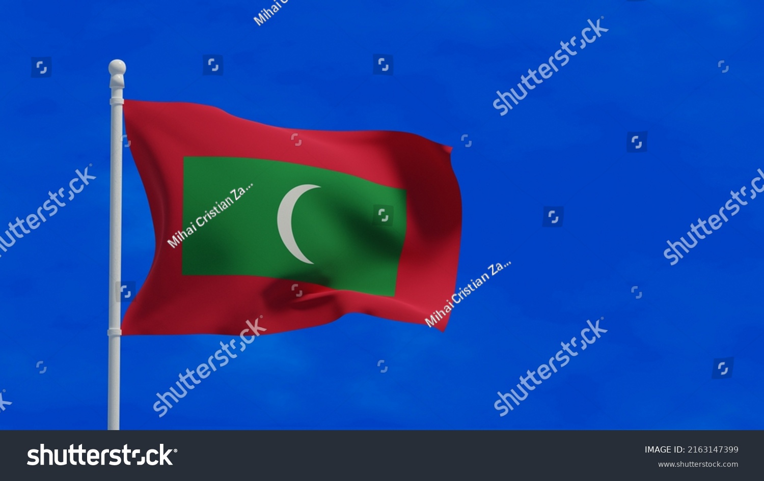 Republic Maldives National Flag Waving Wind Stock Illustration ...