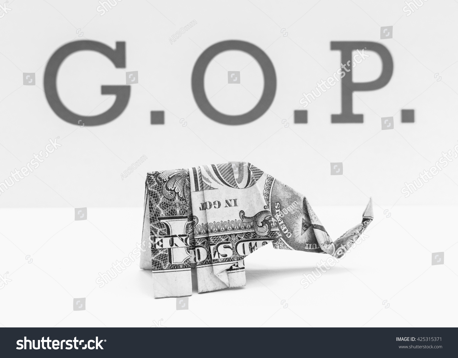 Republican Money Origami Elephant Made Dollar Stock Photo