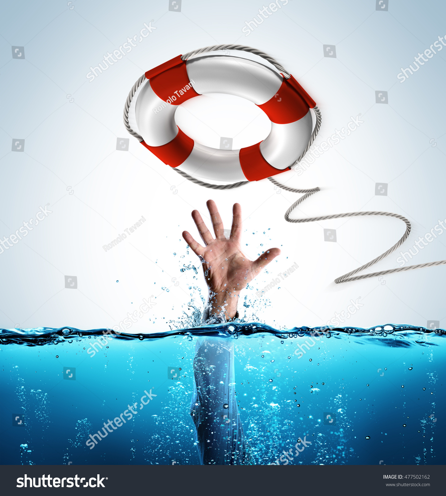 Rescue Concept Lifesaver Aid Businessman Drowning Stock Photo 477502162