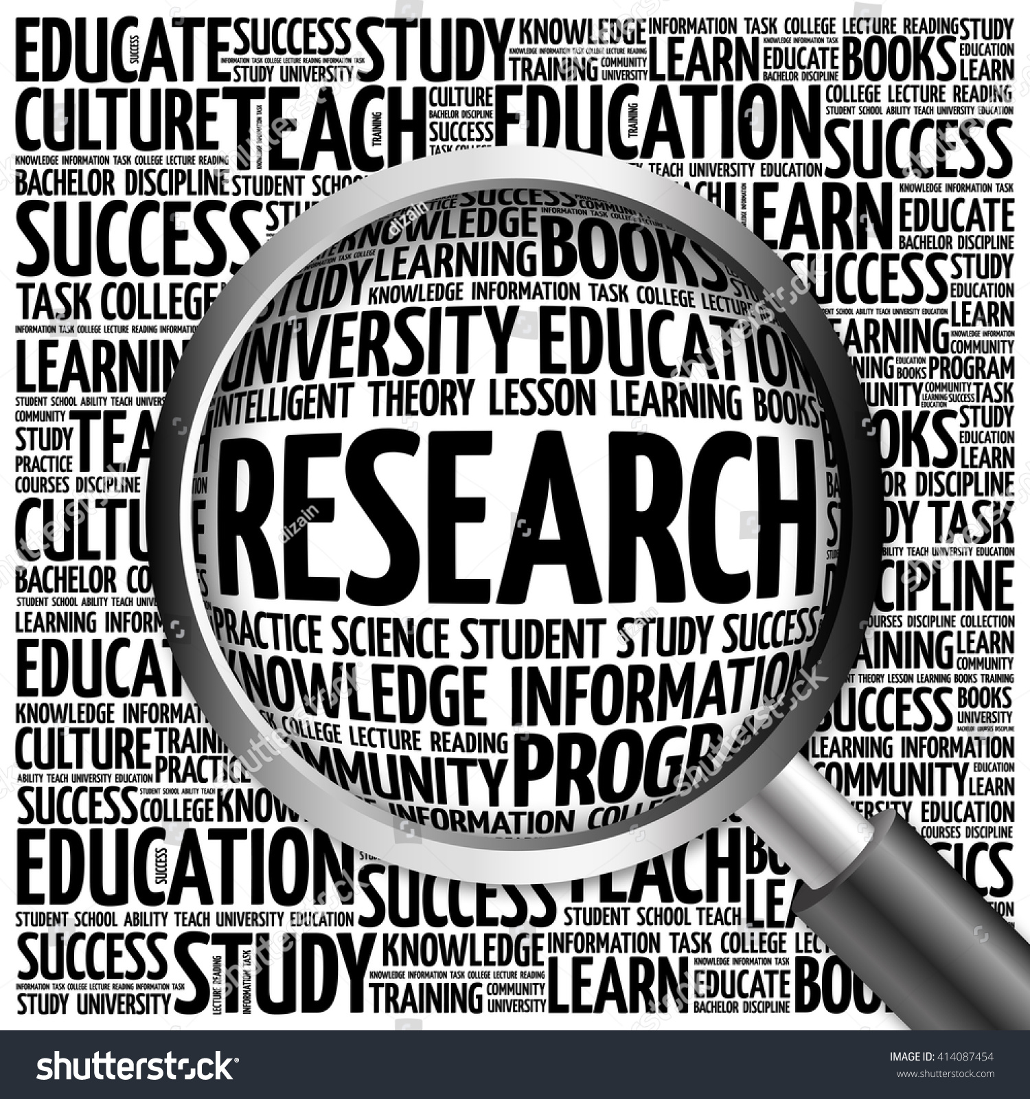 Research Word Cloud Magnifying Glass Concept 库存插图 414087454 Shutterstock