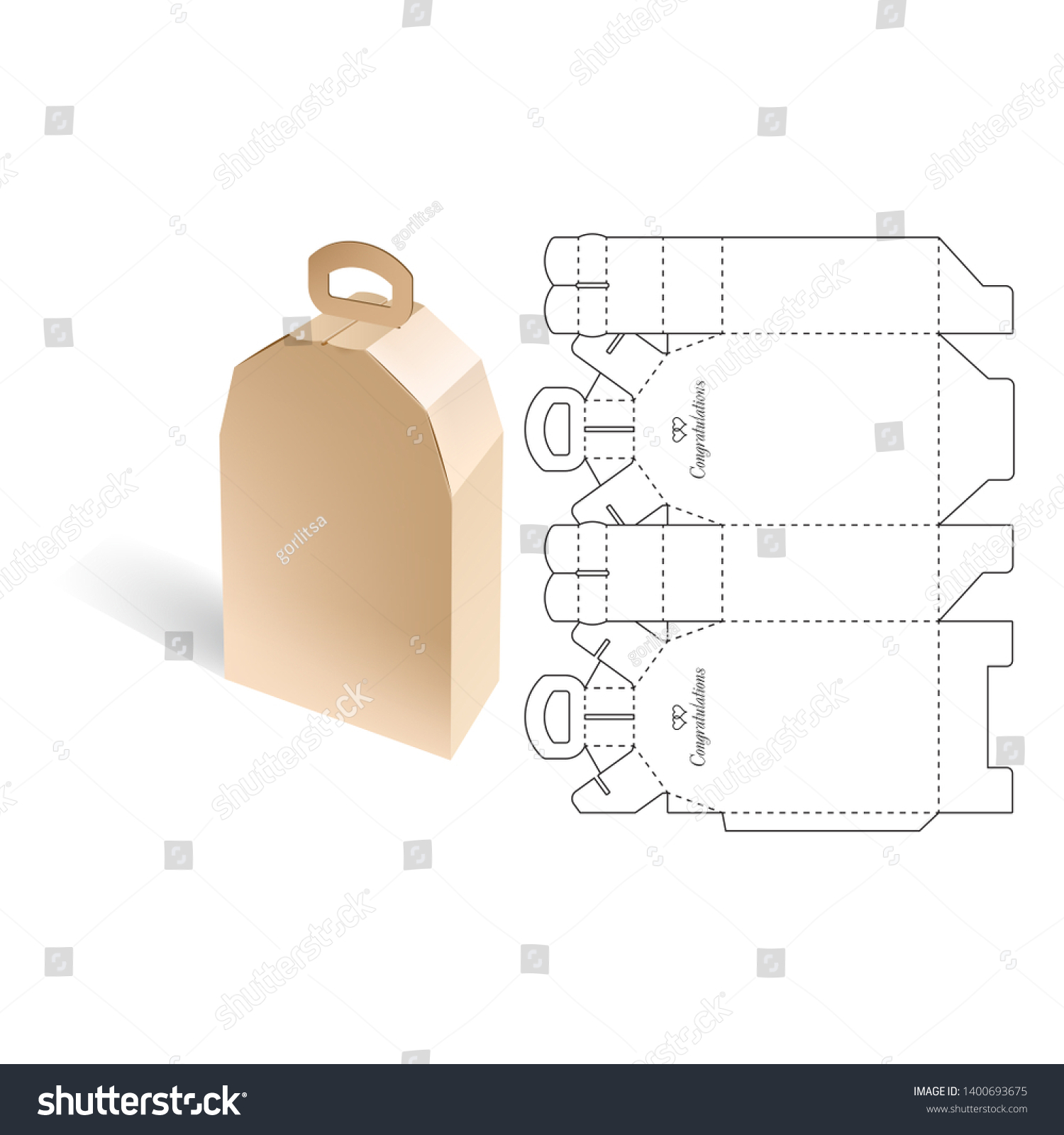 Retail Box Diecut Layout 3d Illustration Stock Illustration 1400693675