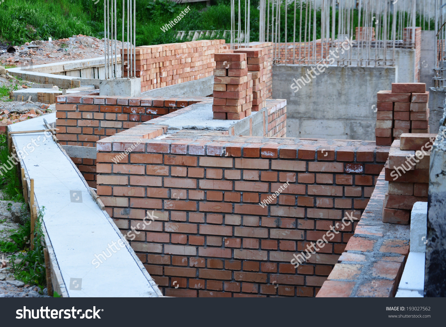 Retaining Wall Red Brick Masonry Reinforced Stock Photo ...