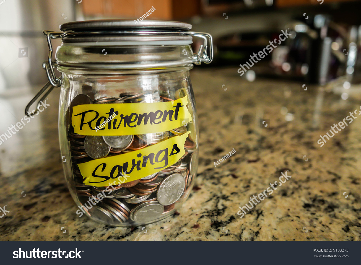 Retirement Savings Money Jar Clear Glass Stock Photo 299138273 