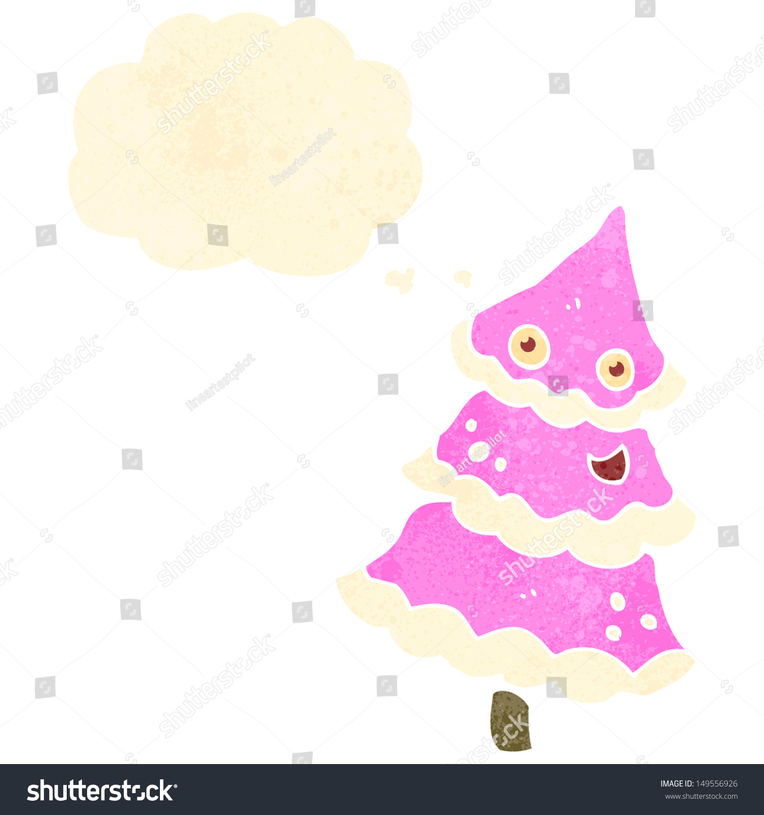 Retro Cartoon Pink Christmas Tree Retro Cartoon Pink Christmas Tree