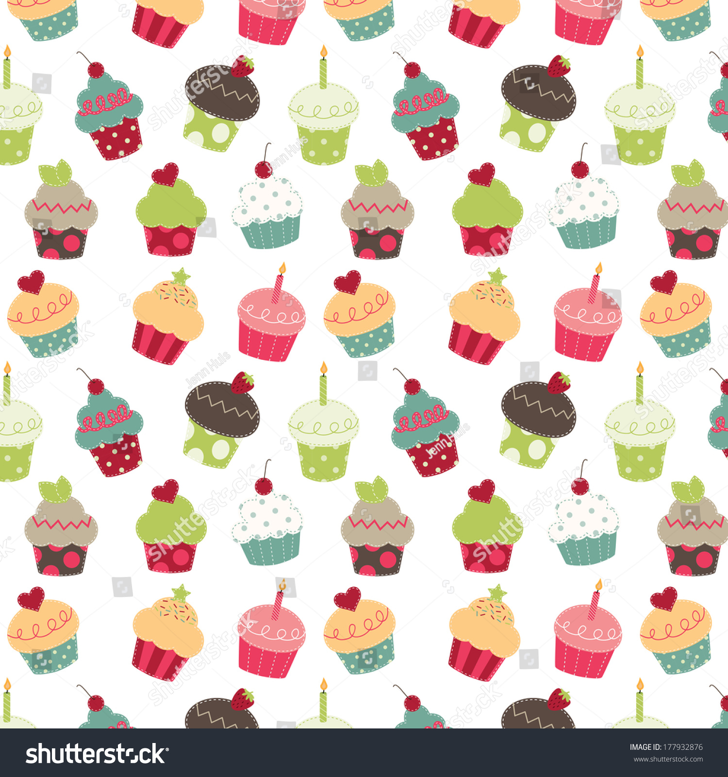 Retro Cupcake Background, Square Layout For Scrapbook Paper Stock Photo ...