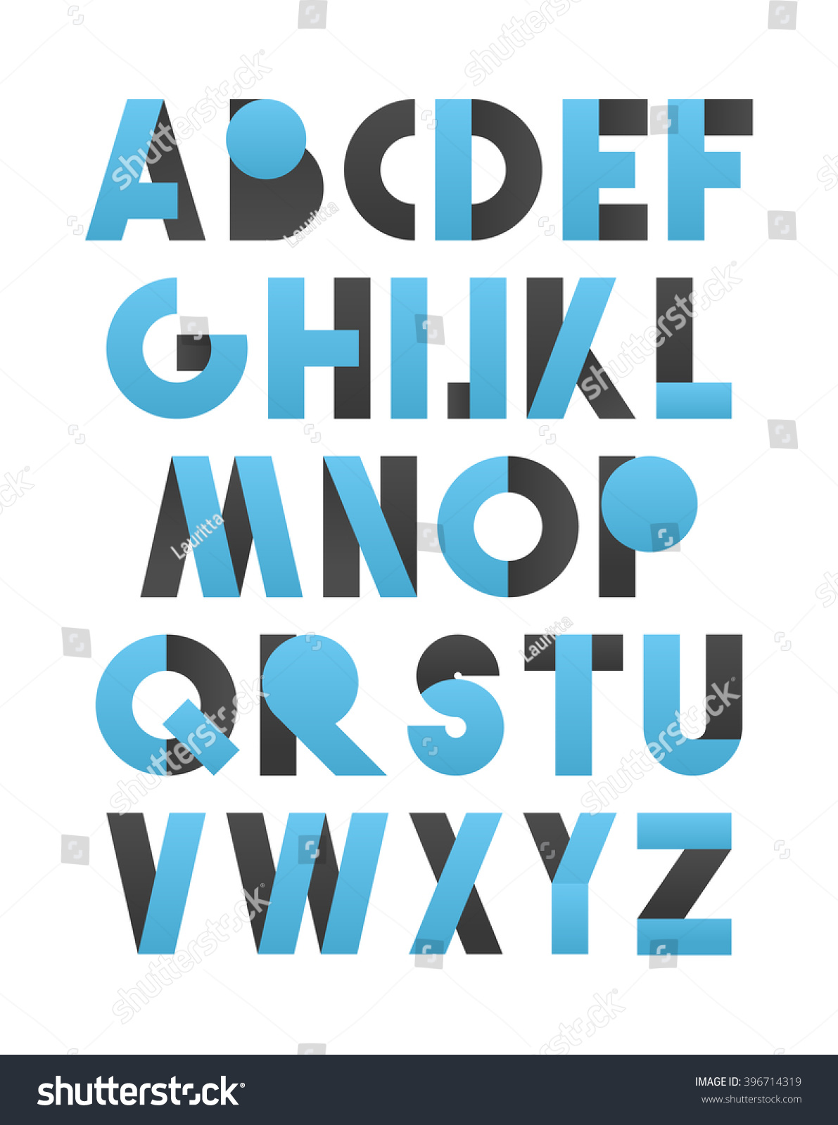 Retro Font Blue Grey Alphabet Letters Stock Illustration 396714319 ...
