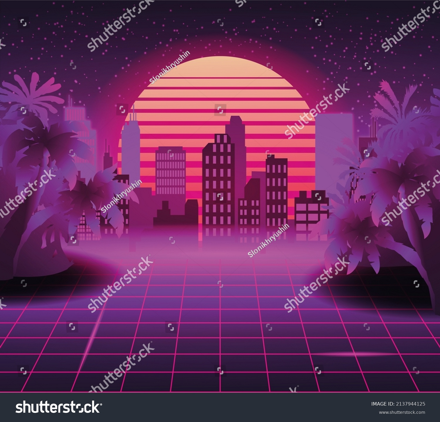 Retro Futuristic Synthwave Retro Wave Style Stock Illustration ...