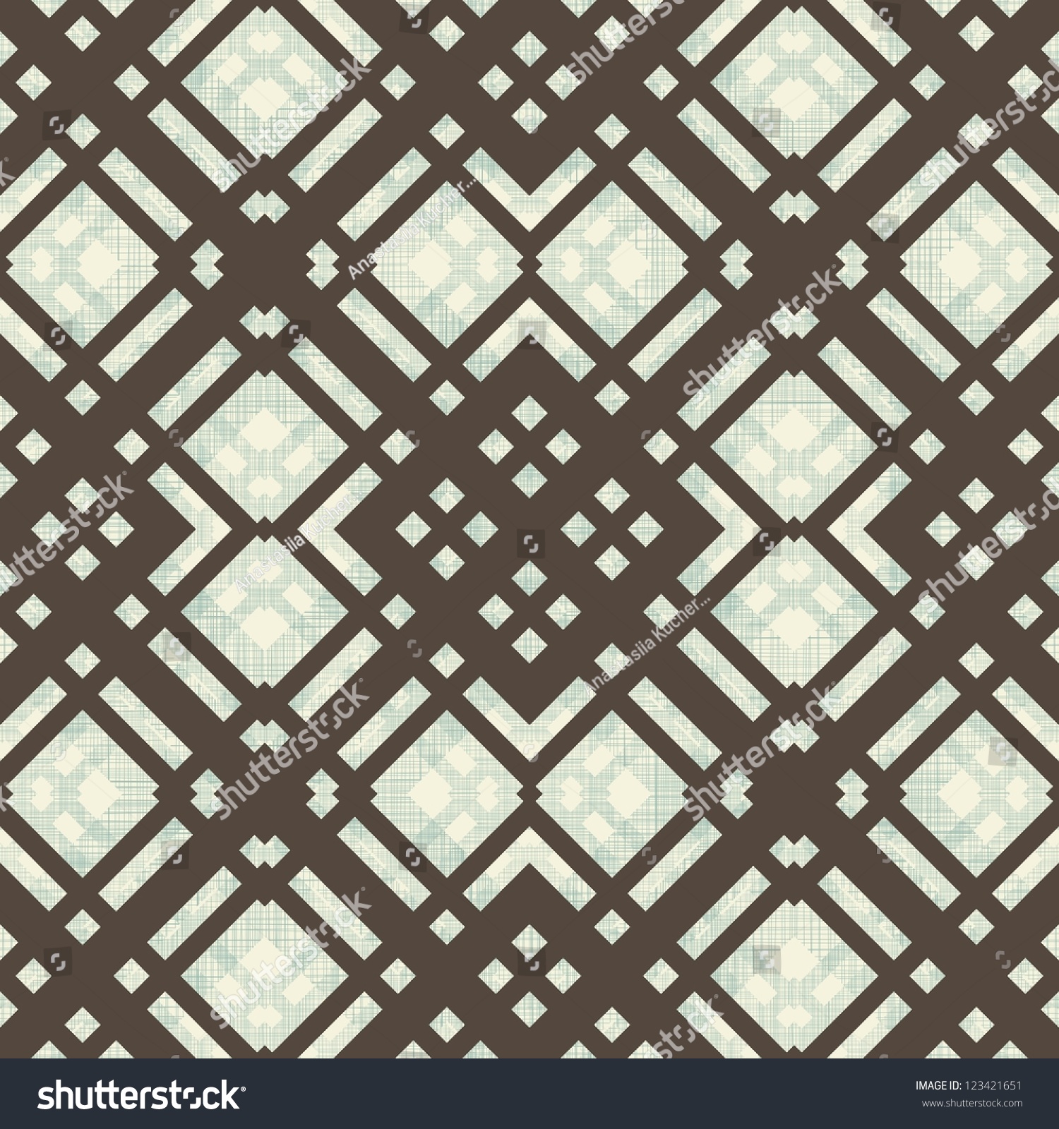 Retro Geometric Seamless Pattern With Fabric Texture On Stock Photo ...