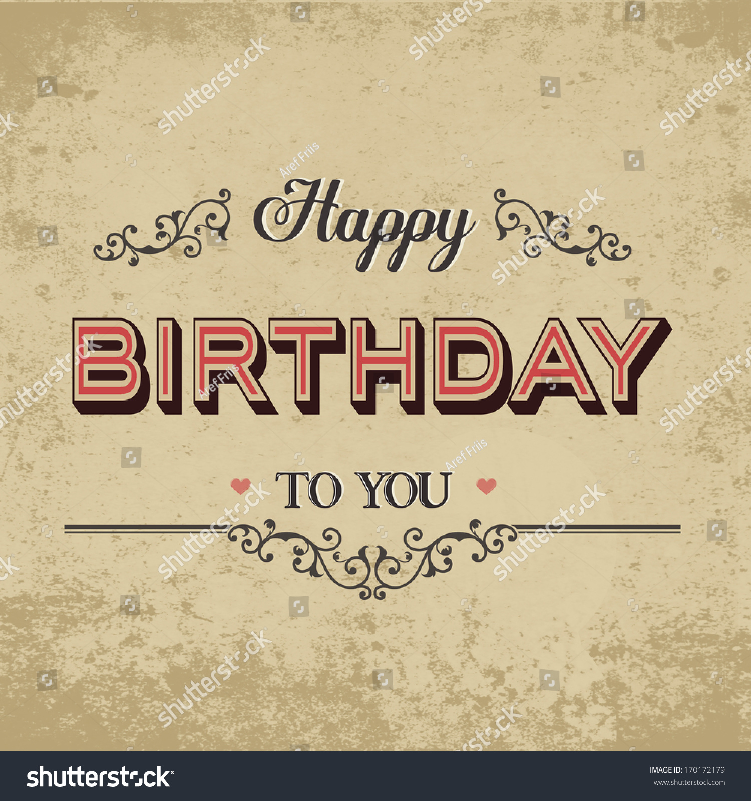 Retro Happy Birthday Card Stock Photo 170172179 : Shutterstock