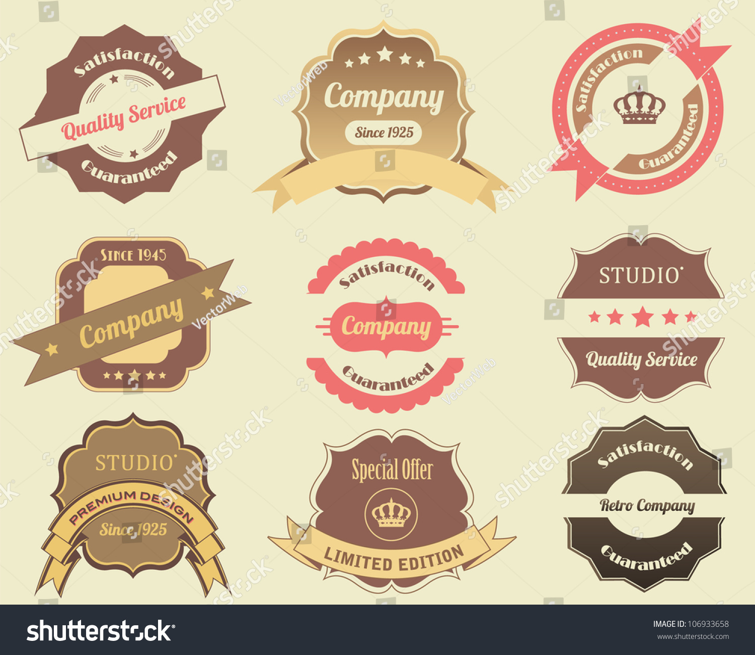 Retro Labels Design Vintage Sticker Stock Illustration 106933658