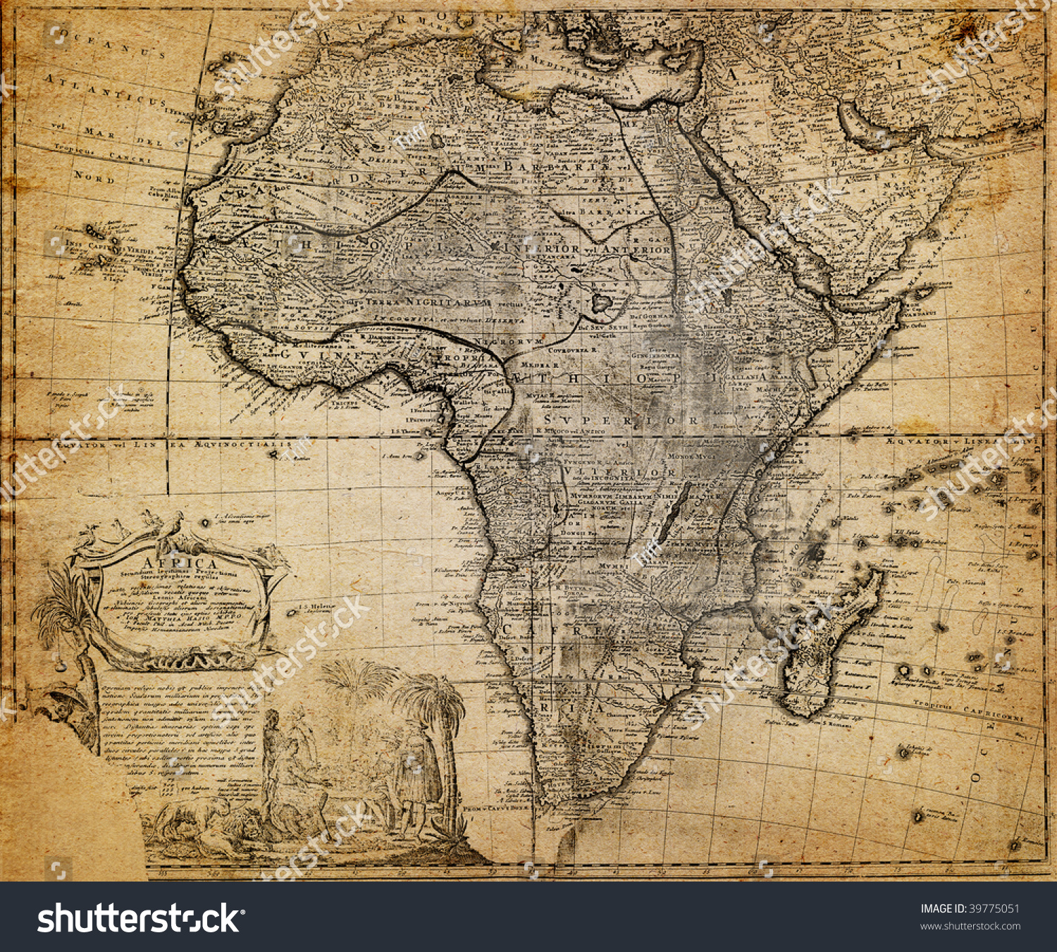 Retro Map, 18 Century (Africa) Stock Photo 39775051 : Shutterstock