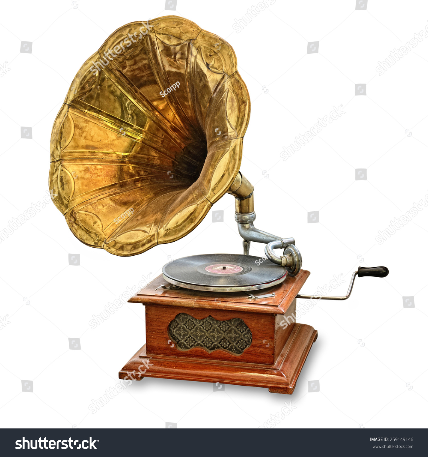 Retro Old Gramophone Isolated On White Stock Photo 259149146 | Shutterstock