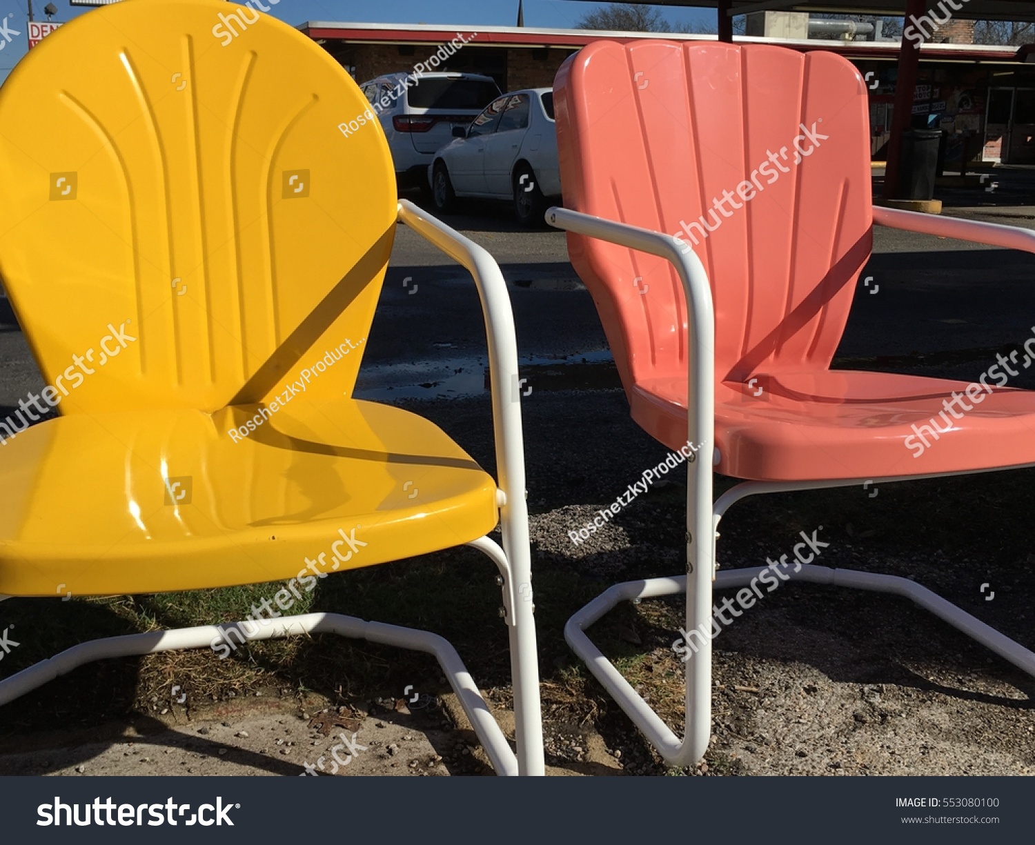 Retro Patio Chairs Yellow Bright Colors Stock Photo Edit Now