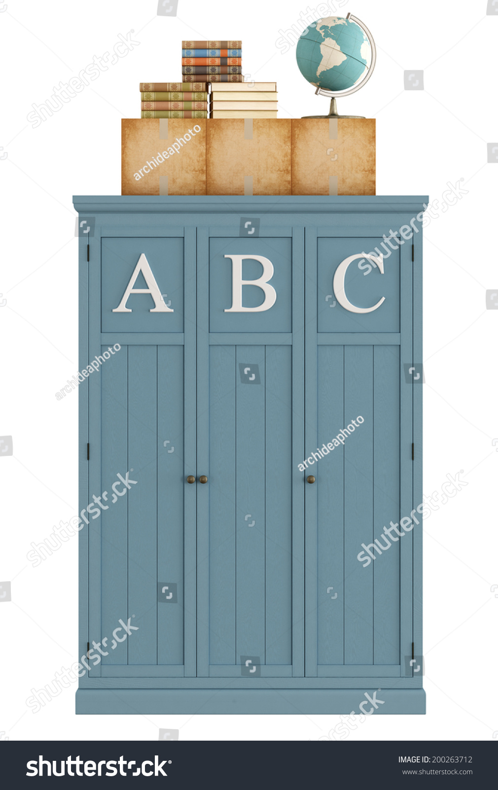 Retro Storage Cabinet School Classroom Isolated Stock Illustration 200263712