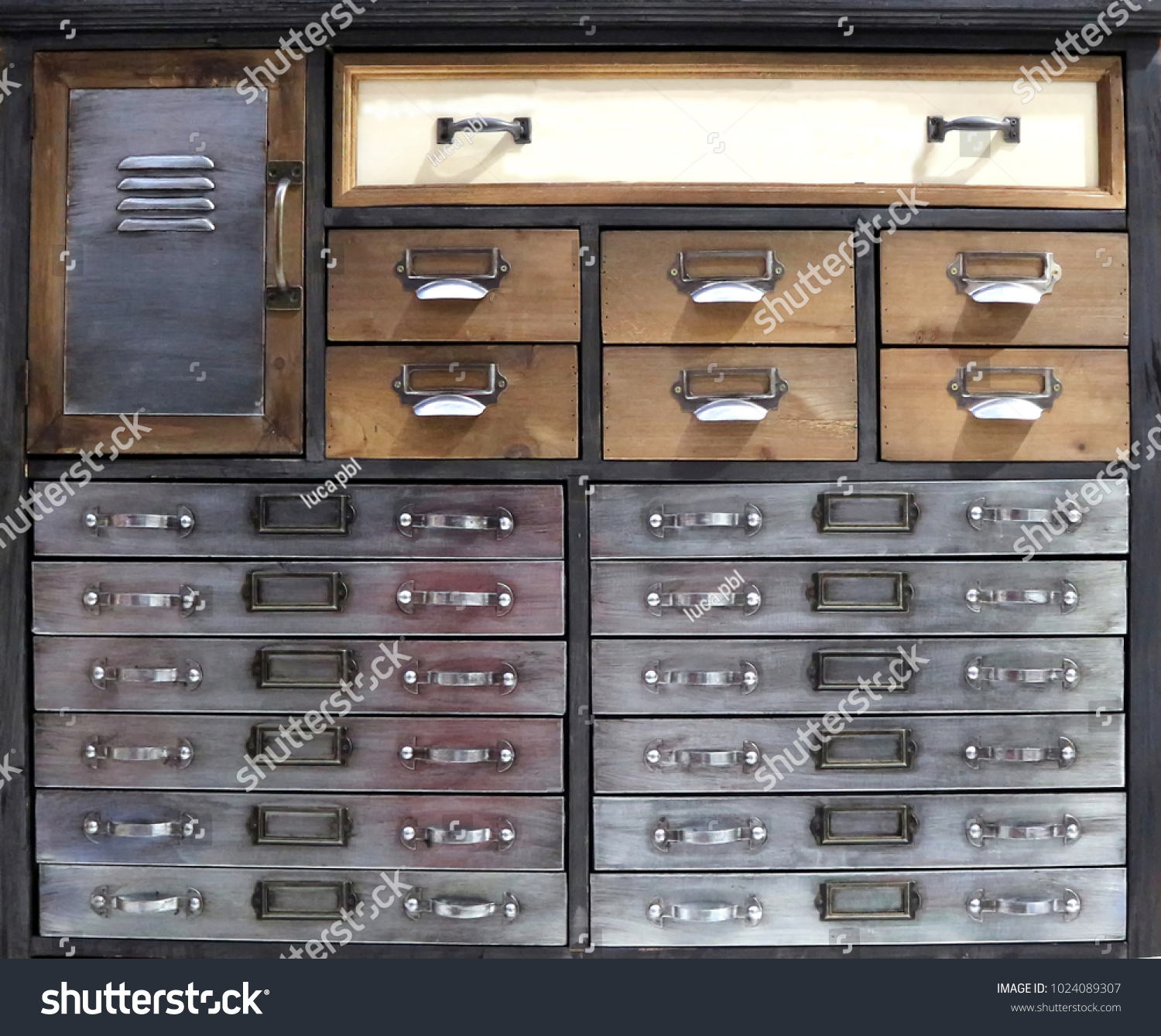 Retro Style Chest Drawer Made Metal Stock Photo Edit Now 1024089307