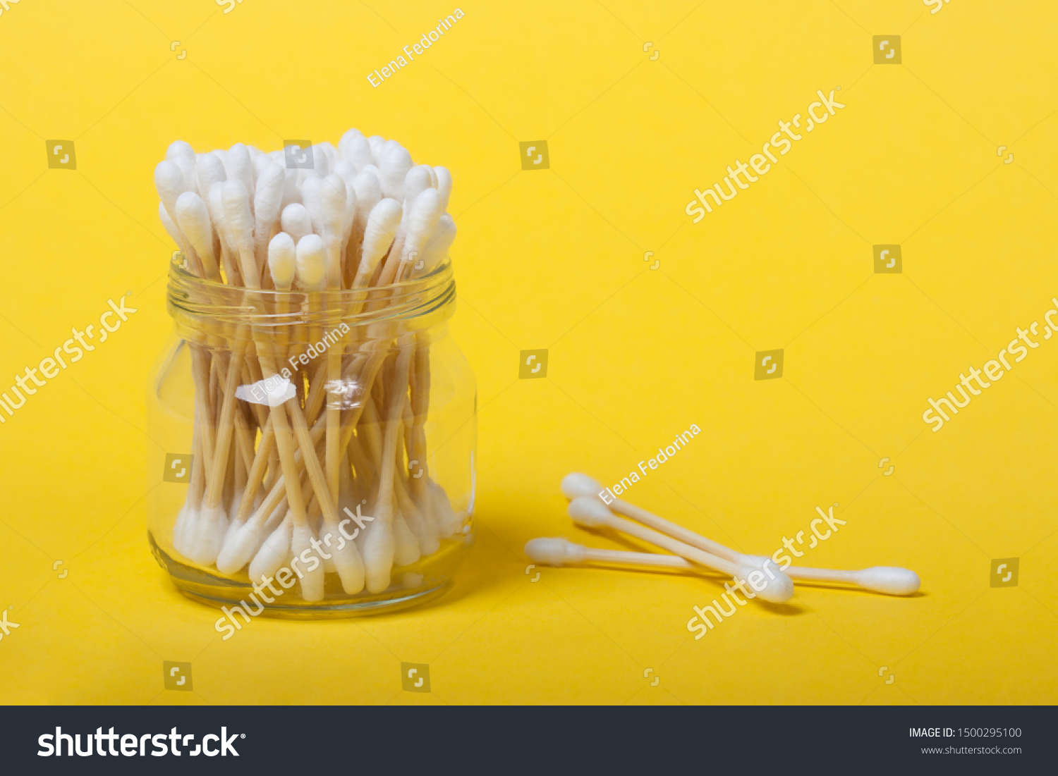 Reusable Bamboo Cotton Buds Glass Jar Stock Photo Edit Now 1500295100