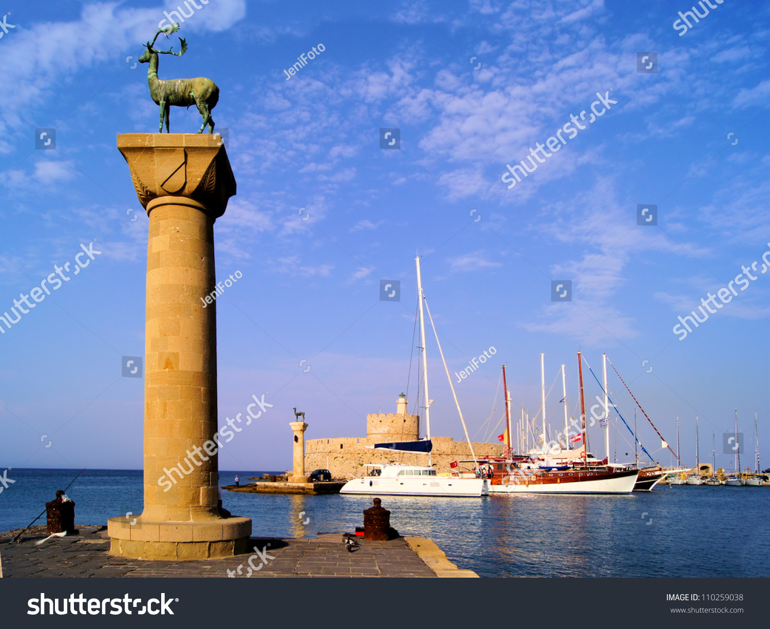 Rhodes Mandraki Harbor Castle Symbolic Deer Stock Photo 110259038