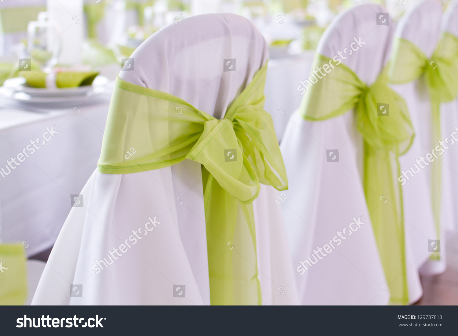 Ribbon Decoration On Wedding Chairs Cover Stock Photo Edit Now