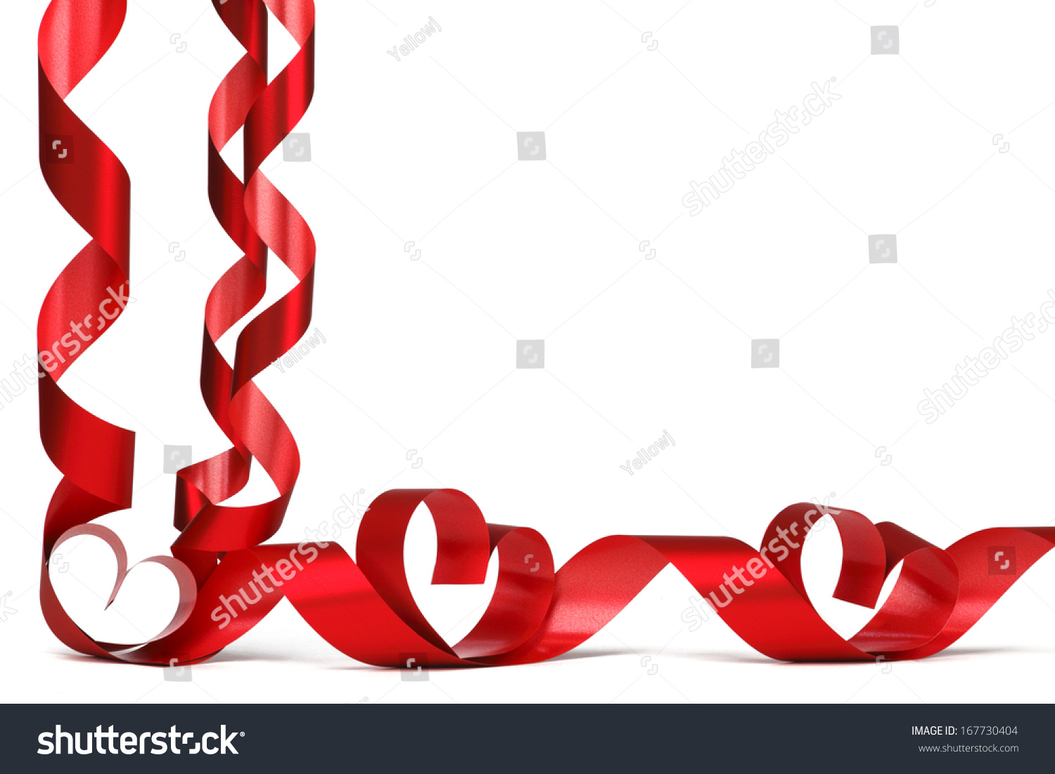 Ribbons Shaped As Hearts On White, Valentines Day Concept Stock Photo