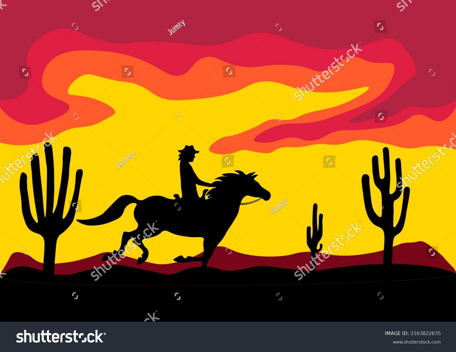 Rider Horse Wild West Stock Illustration 2163822635 | Shutterstock