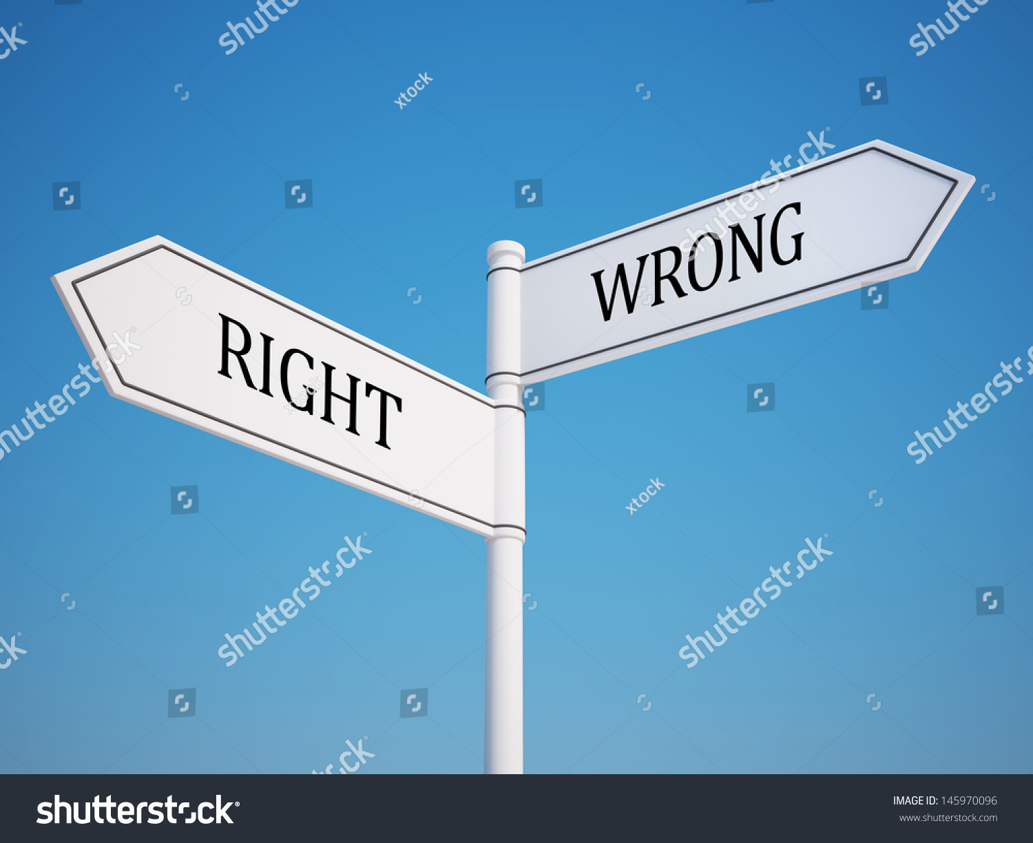 Right Wrong Signpost Clipping Path Stock Illustration 145970096 ...