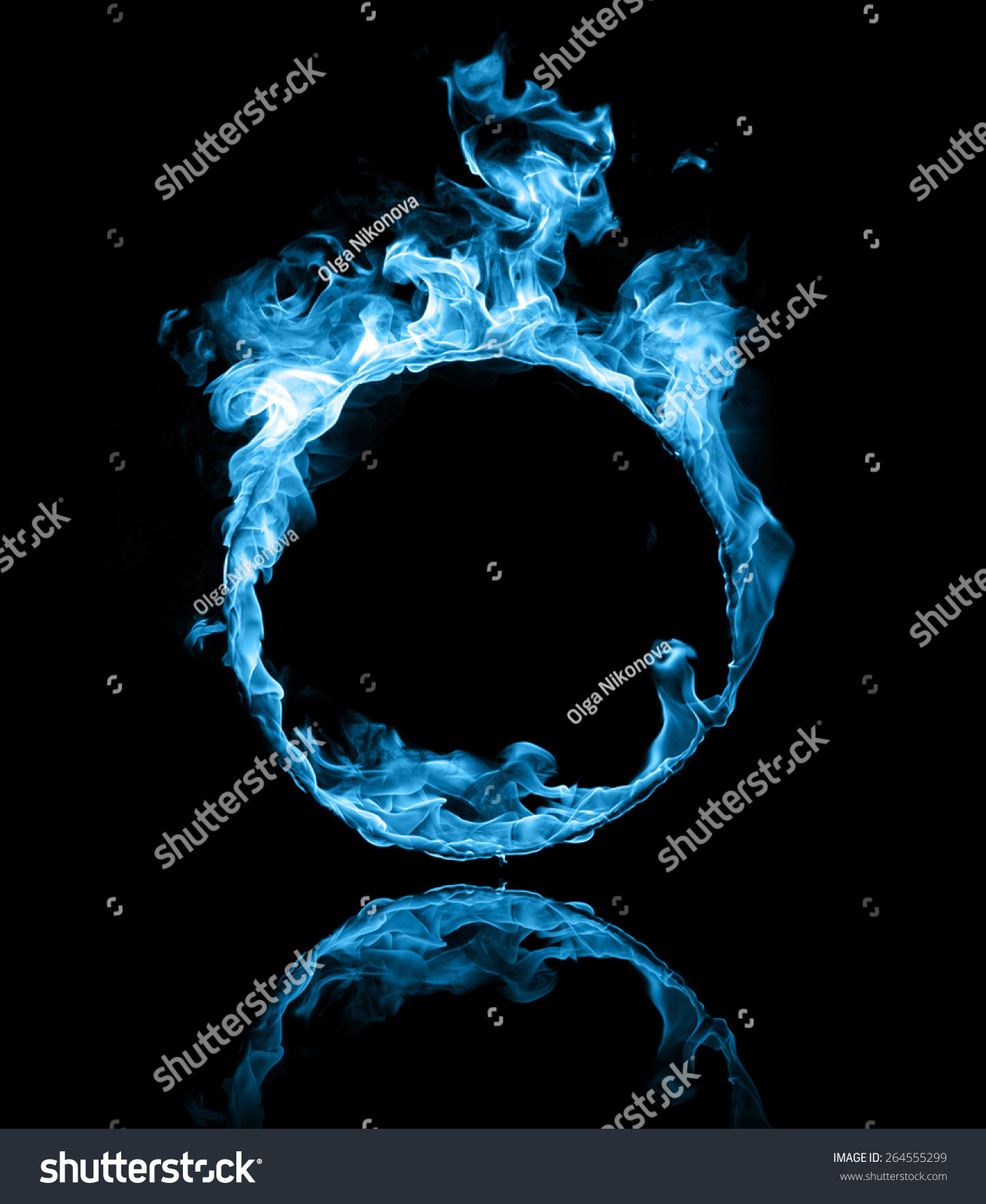 Ring Blue Fire Black Background Stock Photo 264555299 - Shutterstock