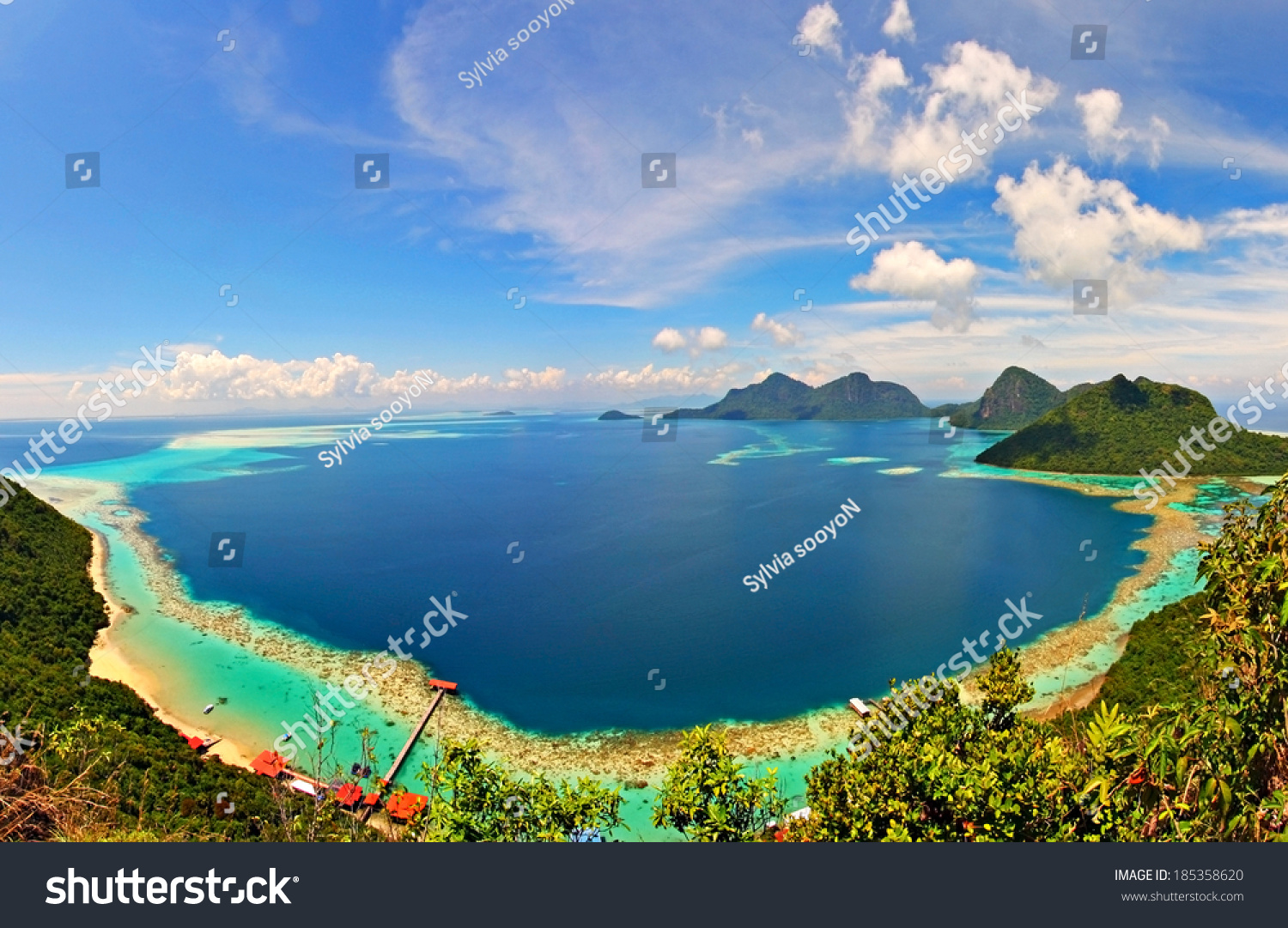 Ring Of Corals Seen From The Peak Of Bohey Dulang Island, Sabah ...