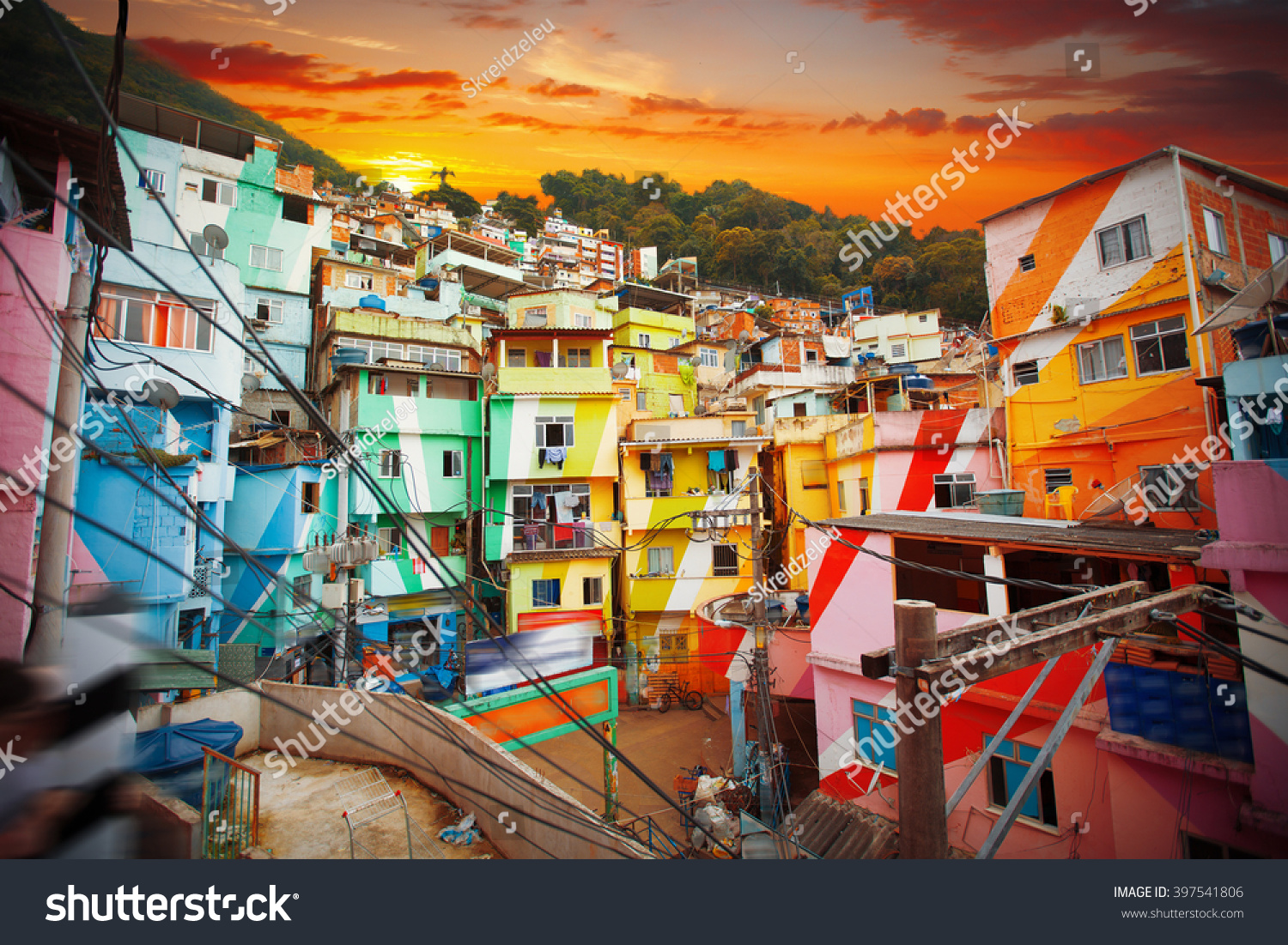 Rio De Janeiro Innenstadt Und Favela Stockfoto 397541806 Shutterstock   Stock Photo Rio De Janeiro Downtown And Favela Brazil 397541806 