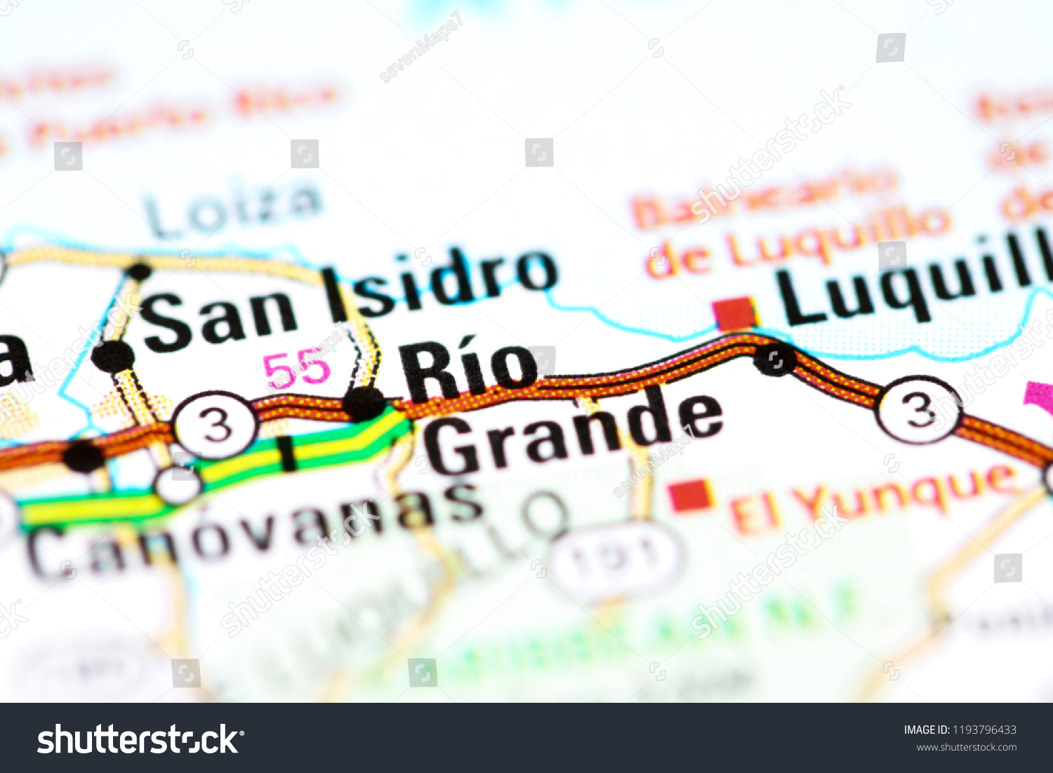 Rio Grande Puerto Rico On Map Stock Photo Edit Now