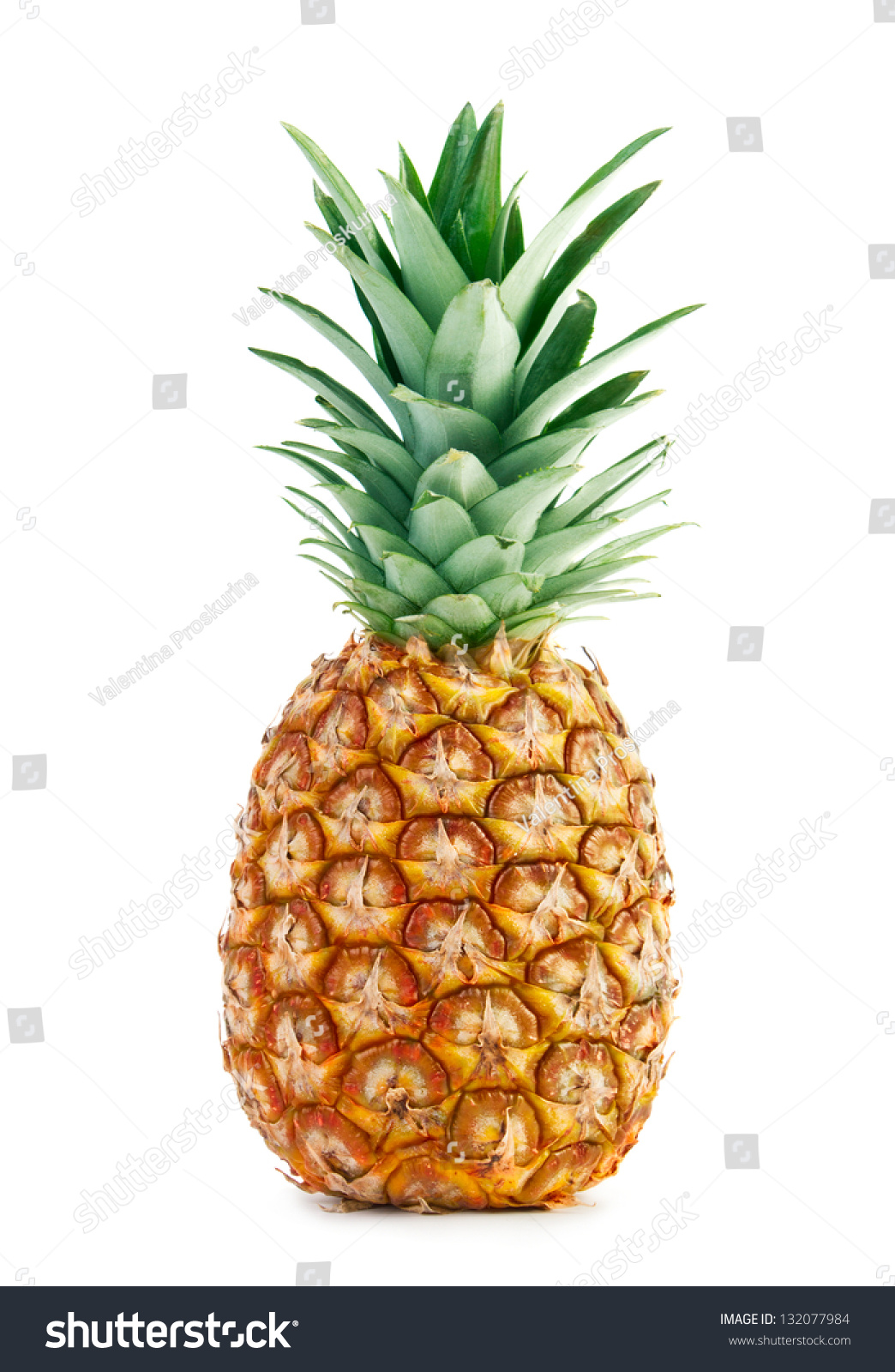 Ripe Whole Pineapple Isolated On White Stock Photo 132077984 : Shutterstock