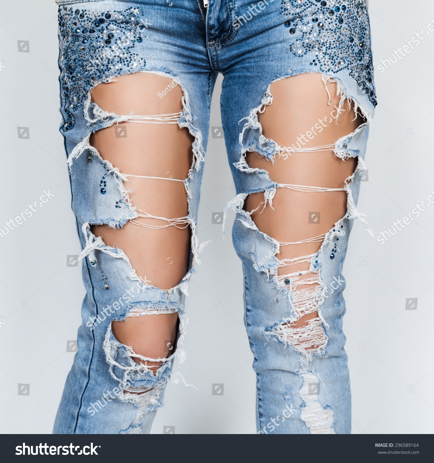 Ripped Jeans Female Feet Stock Photo 296589164 | Shutterstock
