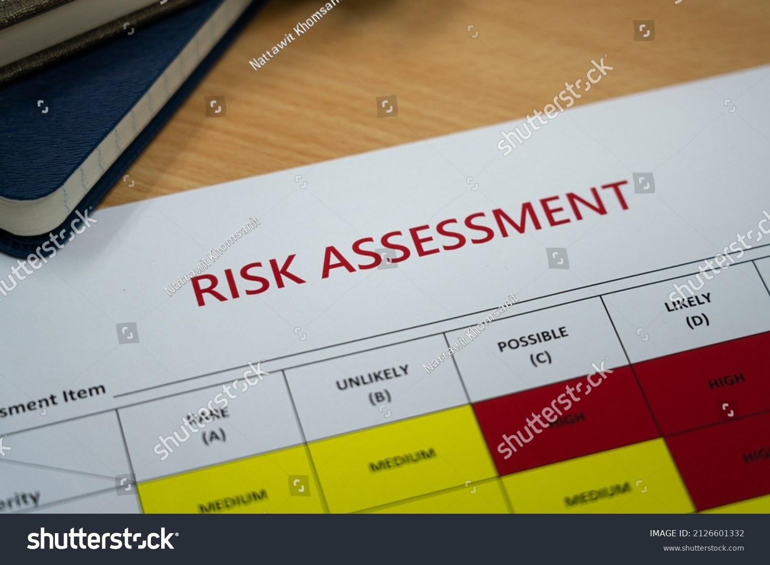 Risk Assessment Matrix Table Paperwork Severity Stock Photo 2126601332 ...