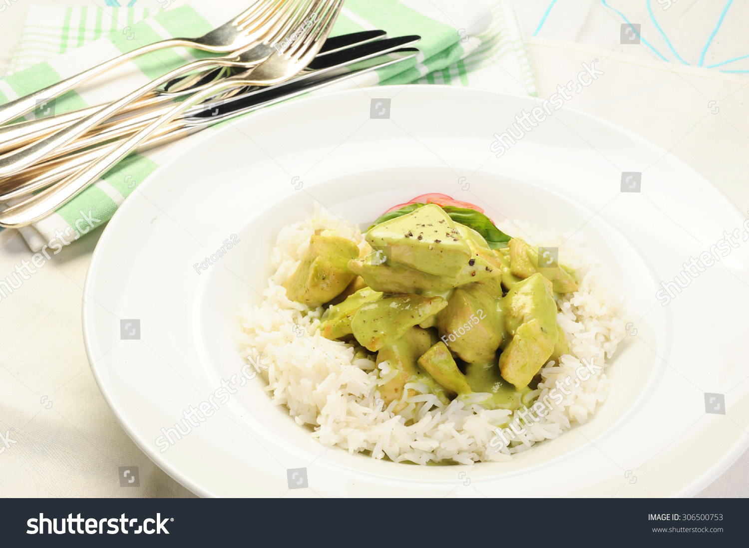 Risotto Chicken Avocado Stock Photo Edit Now 306500753