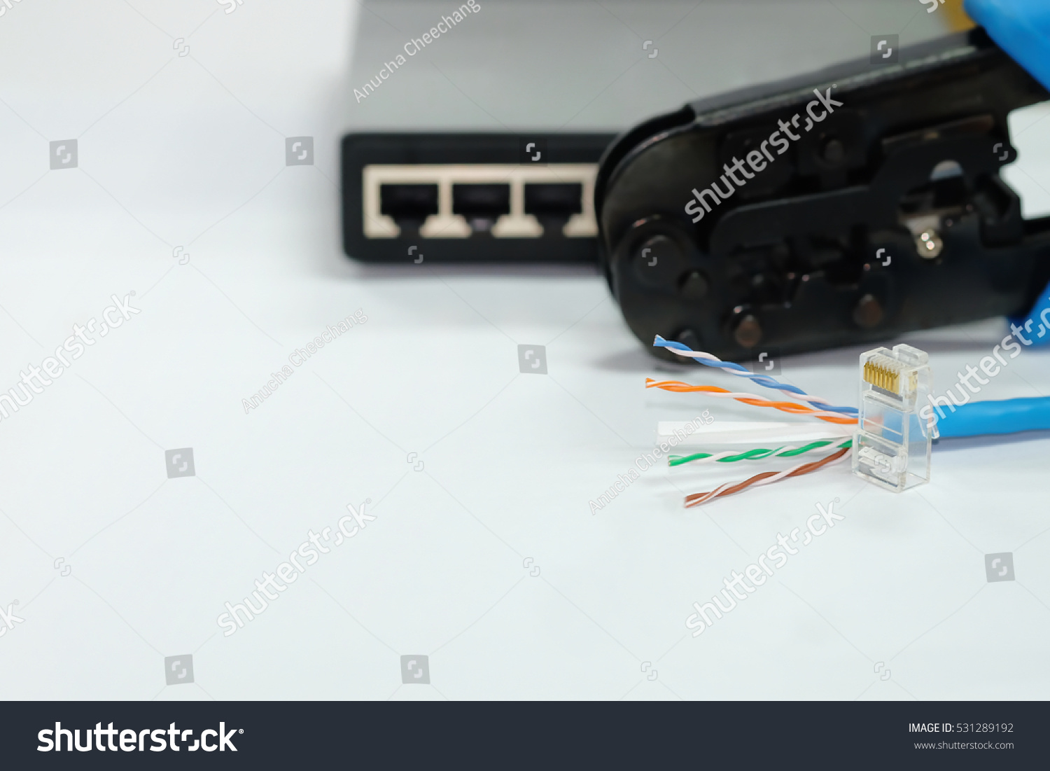 Rj45 Plug Utp Lan Cable Blur Stock Photo 531289192 Shutterstock