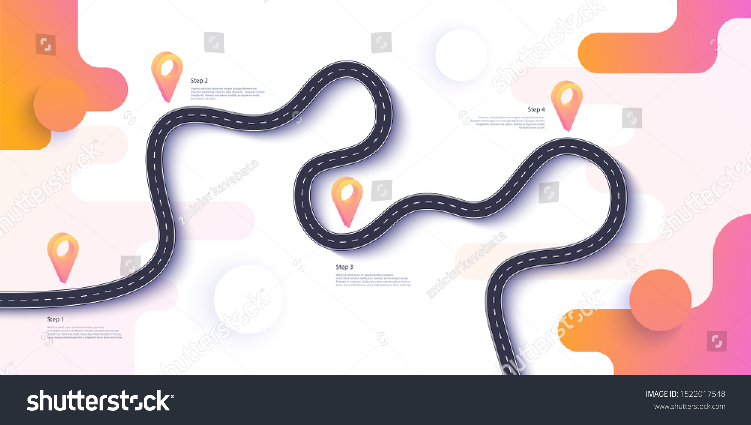 Road Map Journey Route Infographics Template Stock Illustration 1522017548