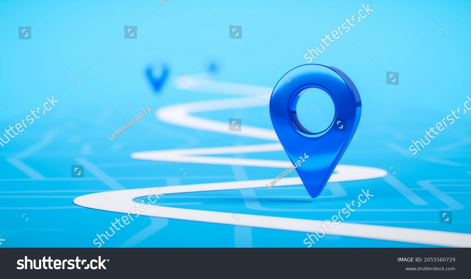 Stock Photo Road Map Of Blue Location Pin Icon Symbol Or Gps Travel Route Navigation Marker And Transportation 2055560729 
