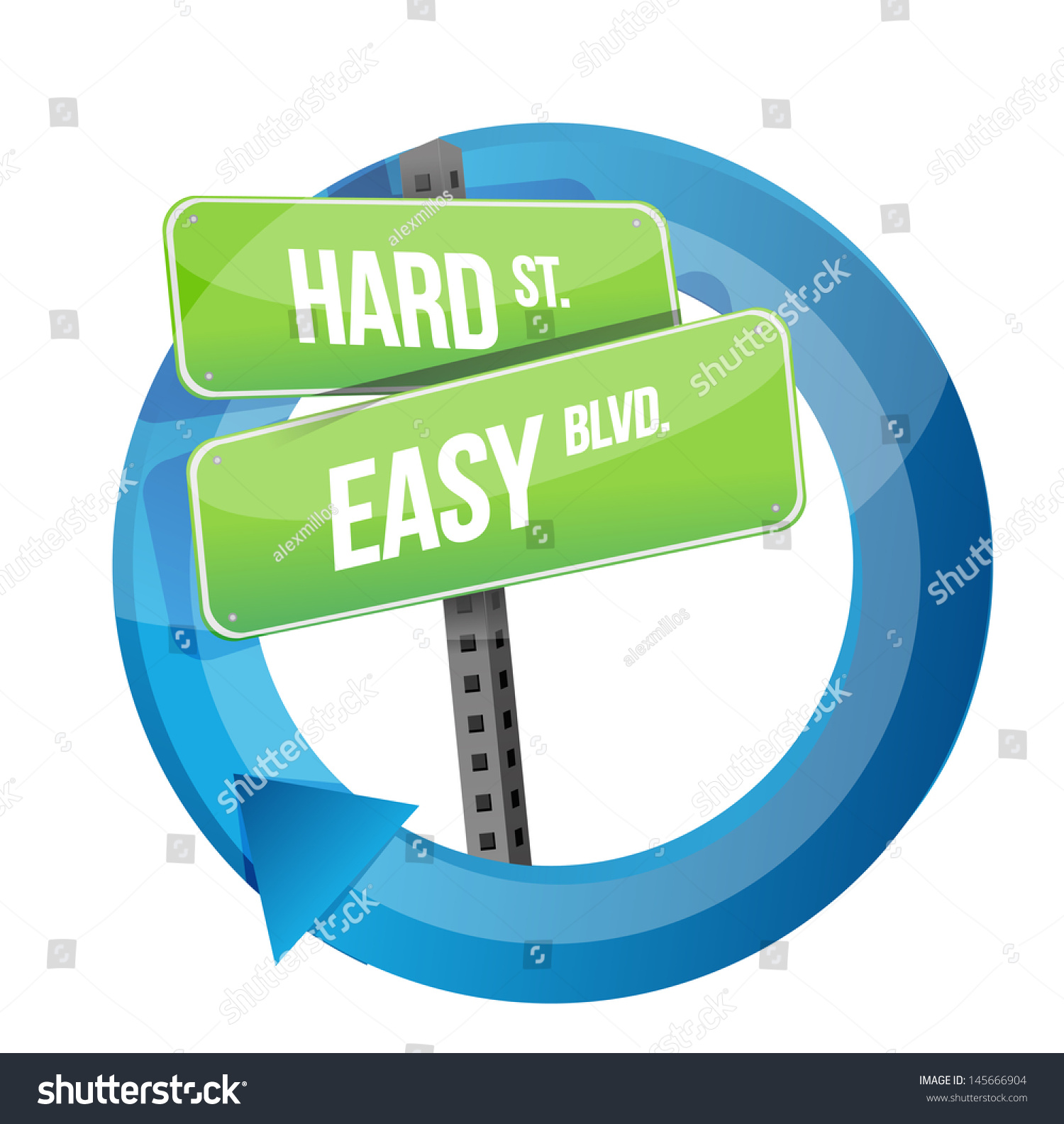 road-sign-choose-between-hard-road-stock-illustration-145666904