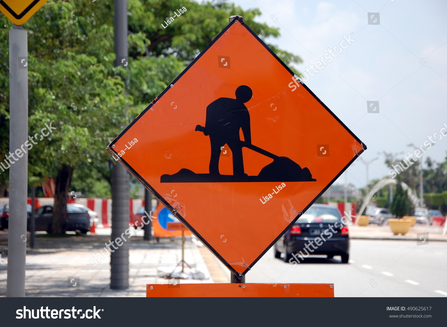 Road Sign Repair Works Malaysia Stock Photo Edit Now 490625617