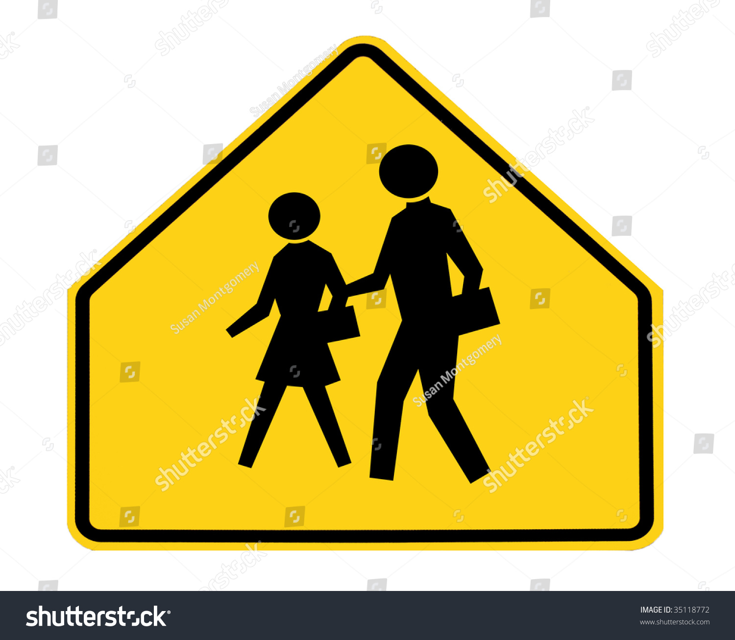 Road Sign - School Crossing Stock Photo 35118772 : Shutterstock