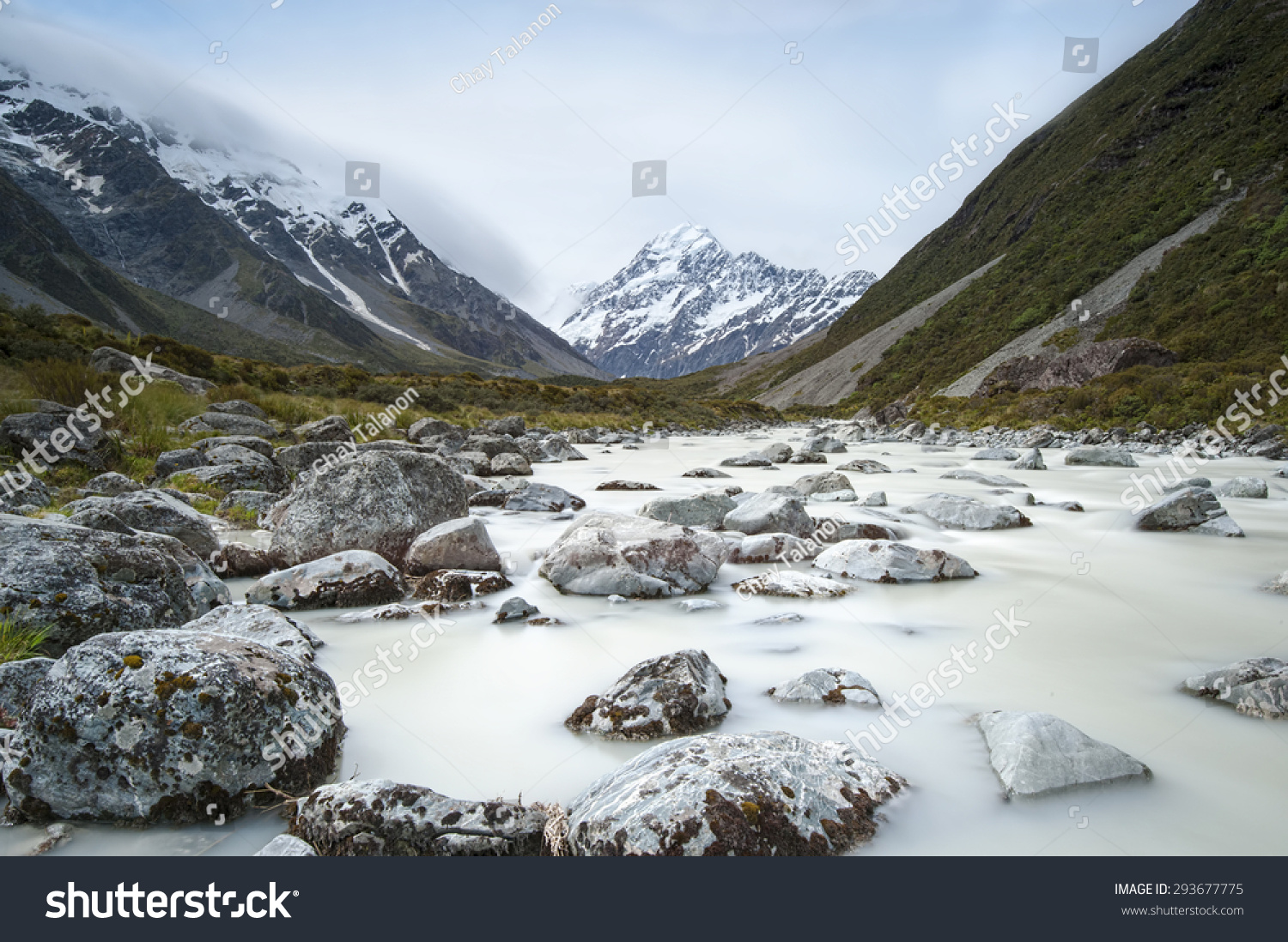 Road Aoraki Mount Cook Southern Alps Nature Stock Image