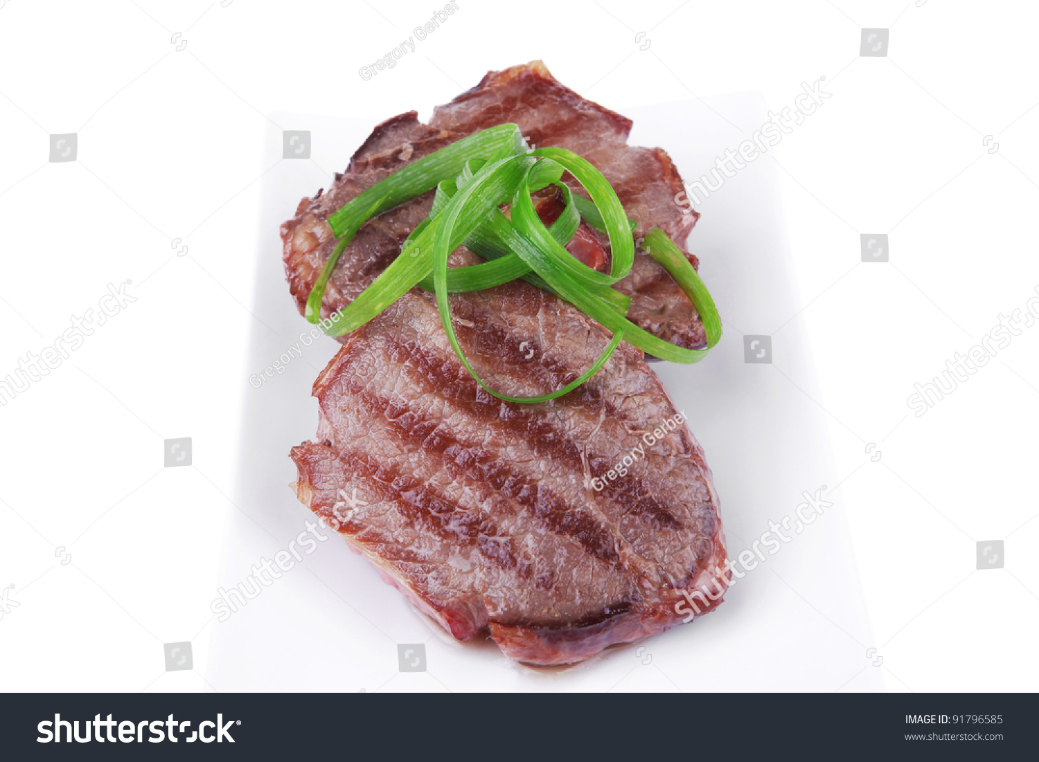  Coral Classic  Template Design Featuring Roasted Beef Meat Strips on White Ceramic