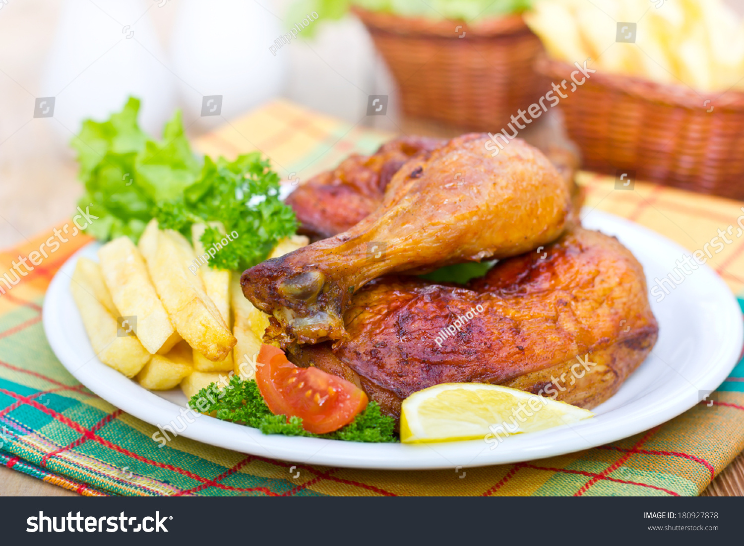 Roasted Chicken Legs On Plate Stock Photo 180927878 - Shutterstock