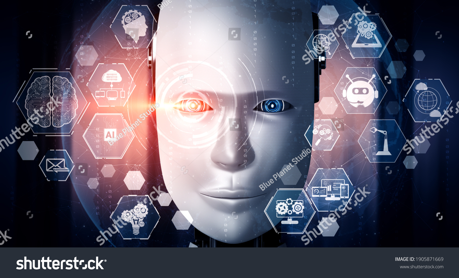 Robot Humanoid Face Close Graphic Concept Stock Illustration 1905871669 Robot Humanoid Face Close Graphic Concept Stock Illustration 1905871669
