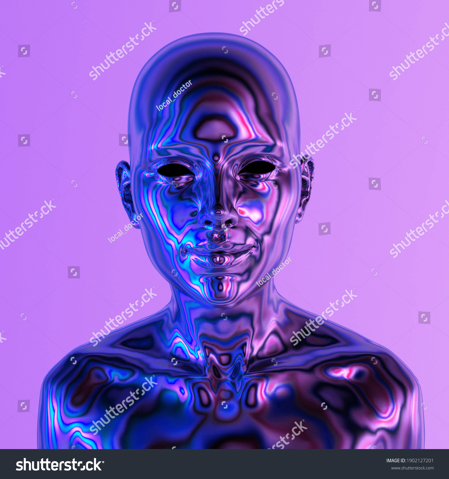 Robot Artificial Human Made Iridescent Plastic Stock Illustration ...