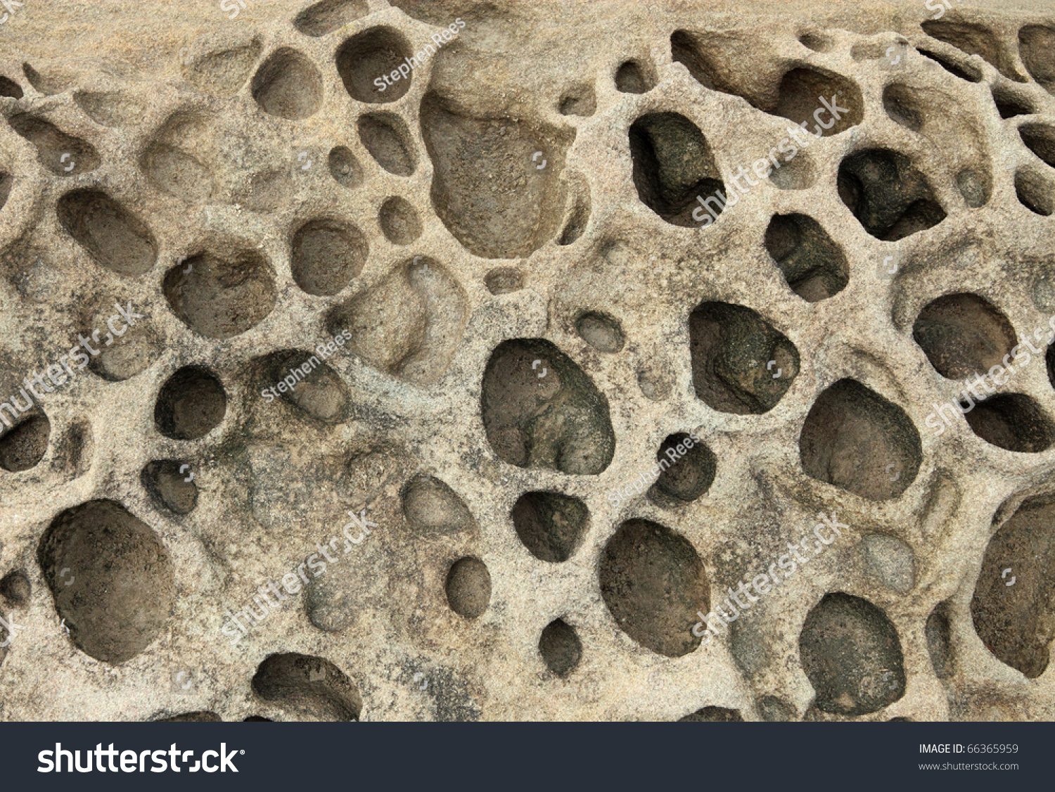 Rock Erosion Holes Sea Wall In Western-Super-Mare. Stock Photo 66365959 ...