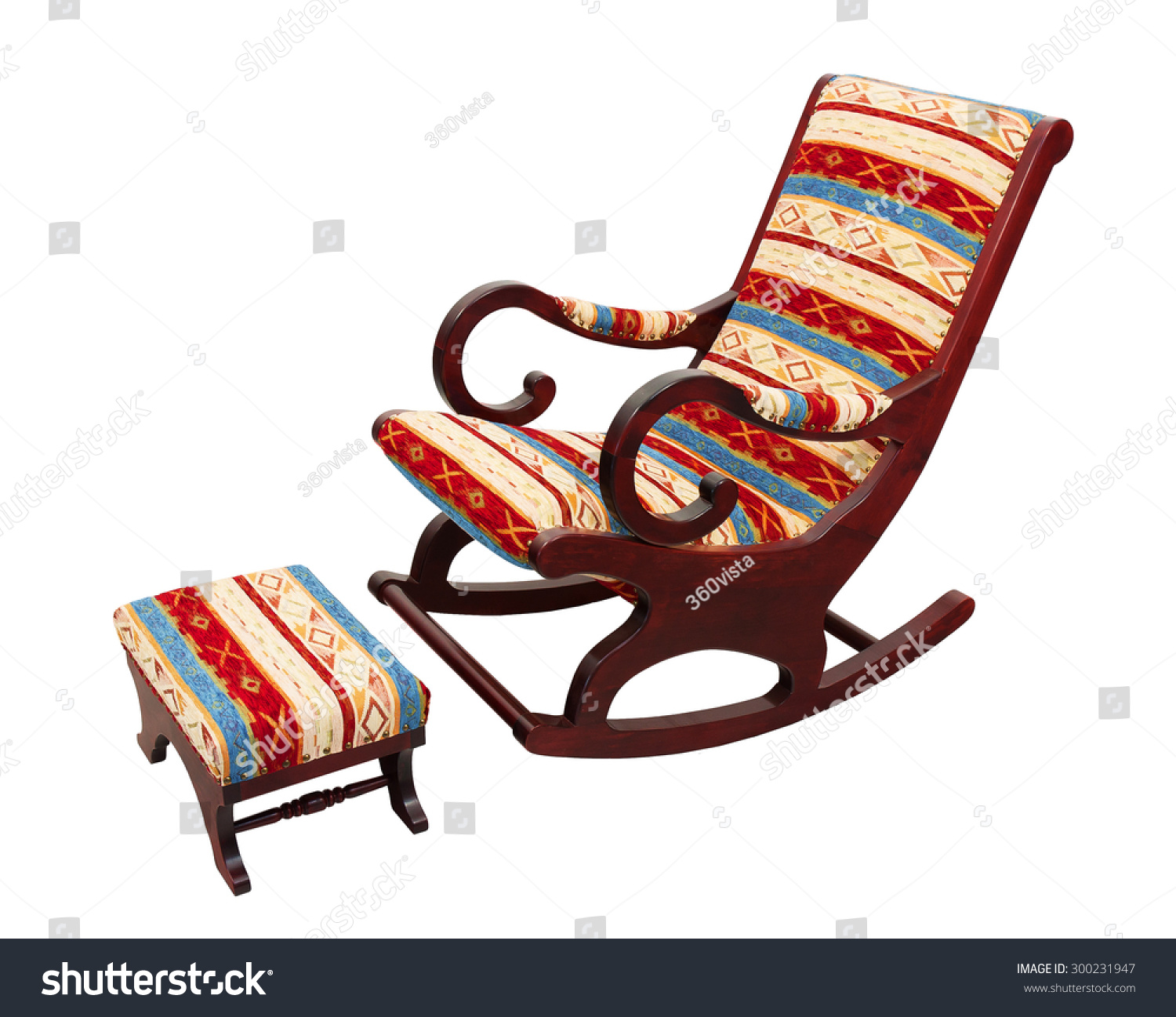 Rocking Chair Foot Stool Upholstered Native Stock Photo Edit Now 300231947