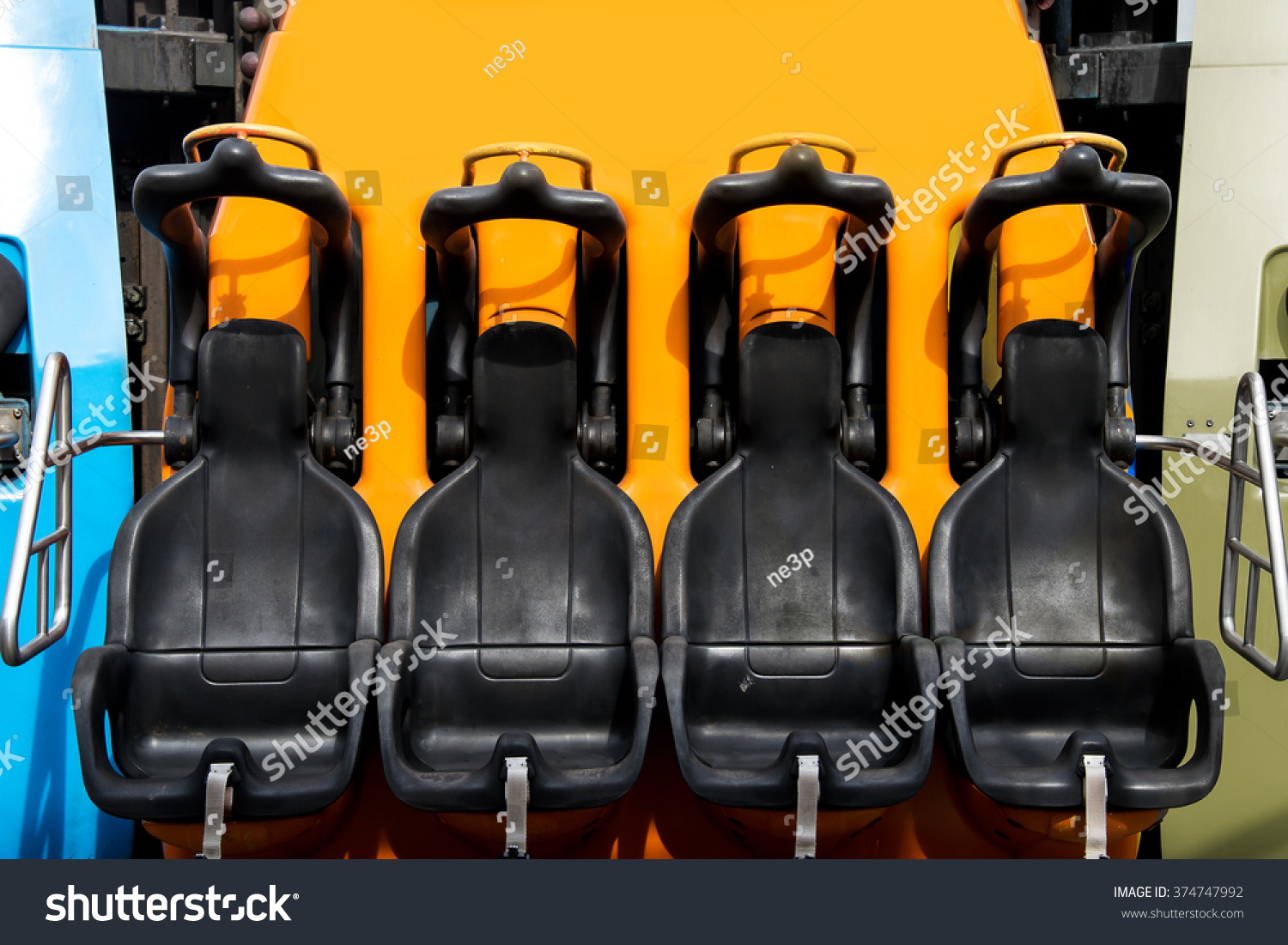 Roller Coaster Seats At Amusement Park Stock Photo 374747992 Shutterstock